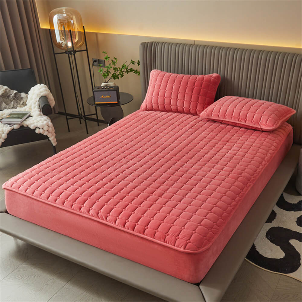 Housse de matelas en drap-housse chaud et respirant en velours pelucheux
