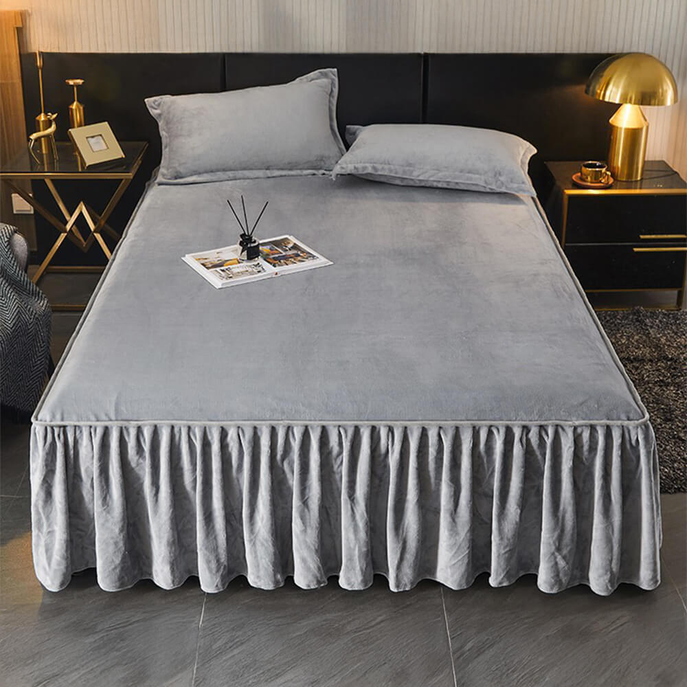 Sólido <tc>Color</tc> Funda protectora de colchón de terciopelo suave y cálido con forma de leche para cama