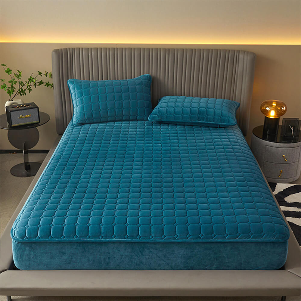 Housse de matelas en drap-housse chaud et respirant en velours pelucheux