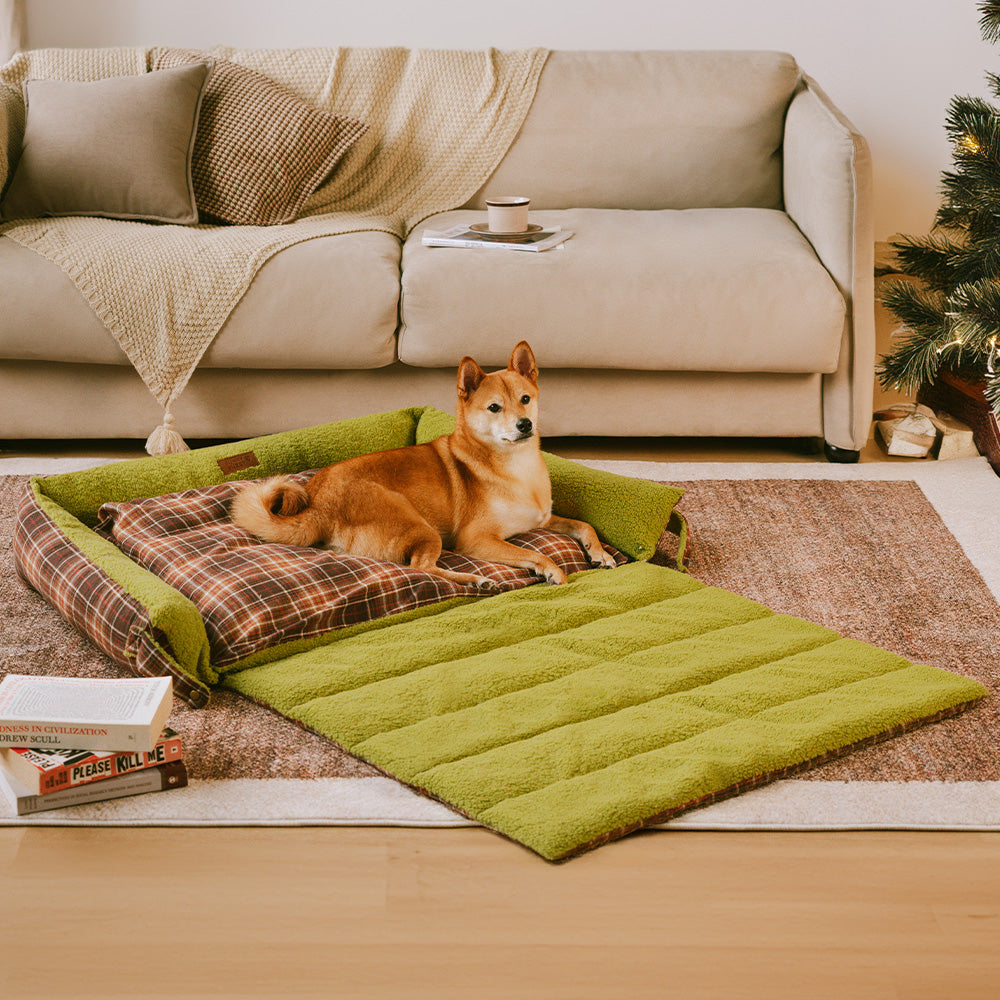 Camas de perros de la manta plegable de tartán vintage grande lavable - Avocuddle