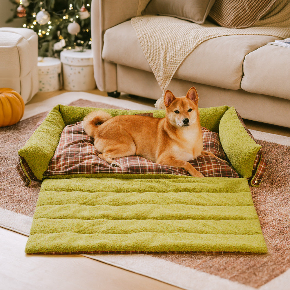 Camas de perros de la manta plegable de tartán vintage grande lavable - Avocuddle