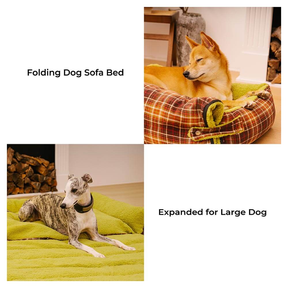 Camas de perros de la manta plegable de tartán vintage grande lavable - Avocuddle