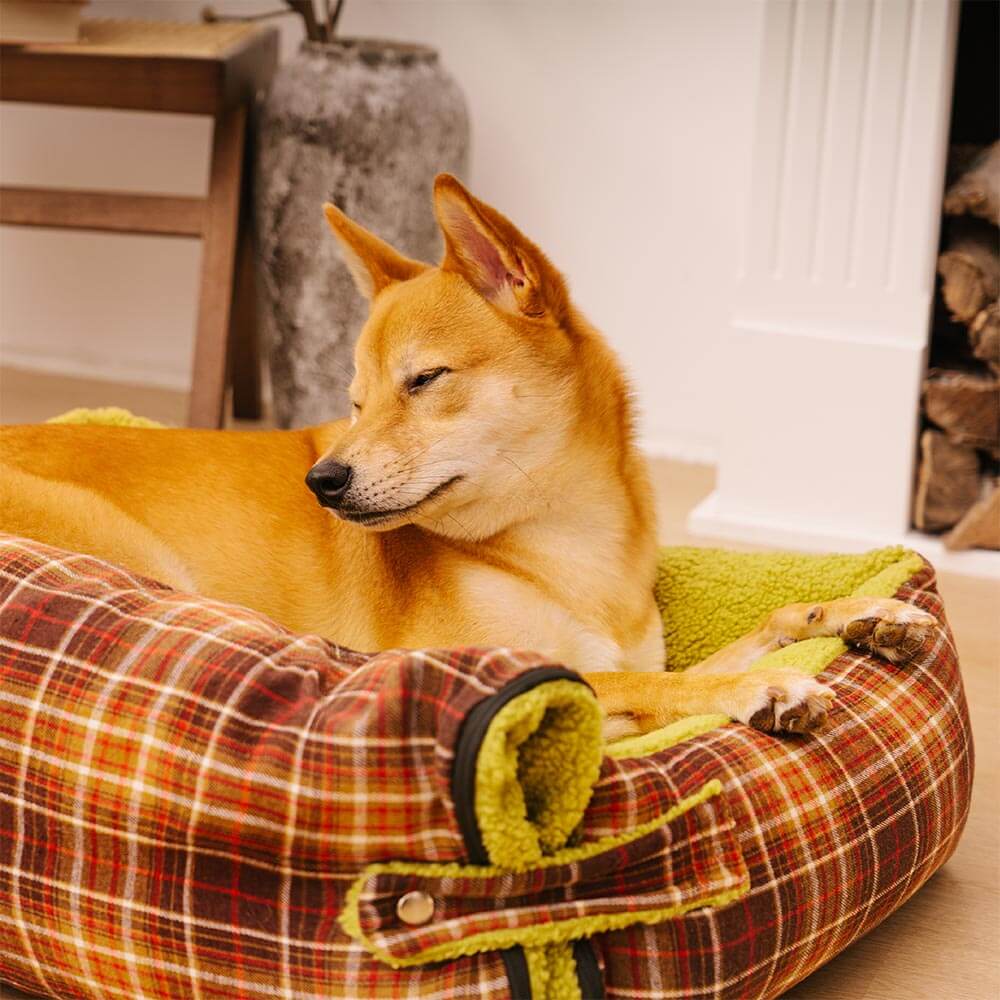 Camas de perros de la manta plegable de tartán vintage grande lavable - Avocuddle