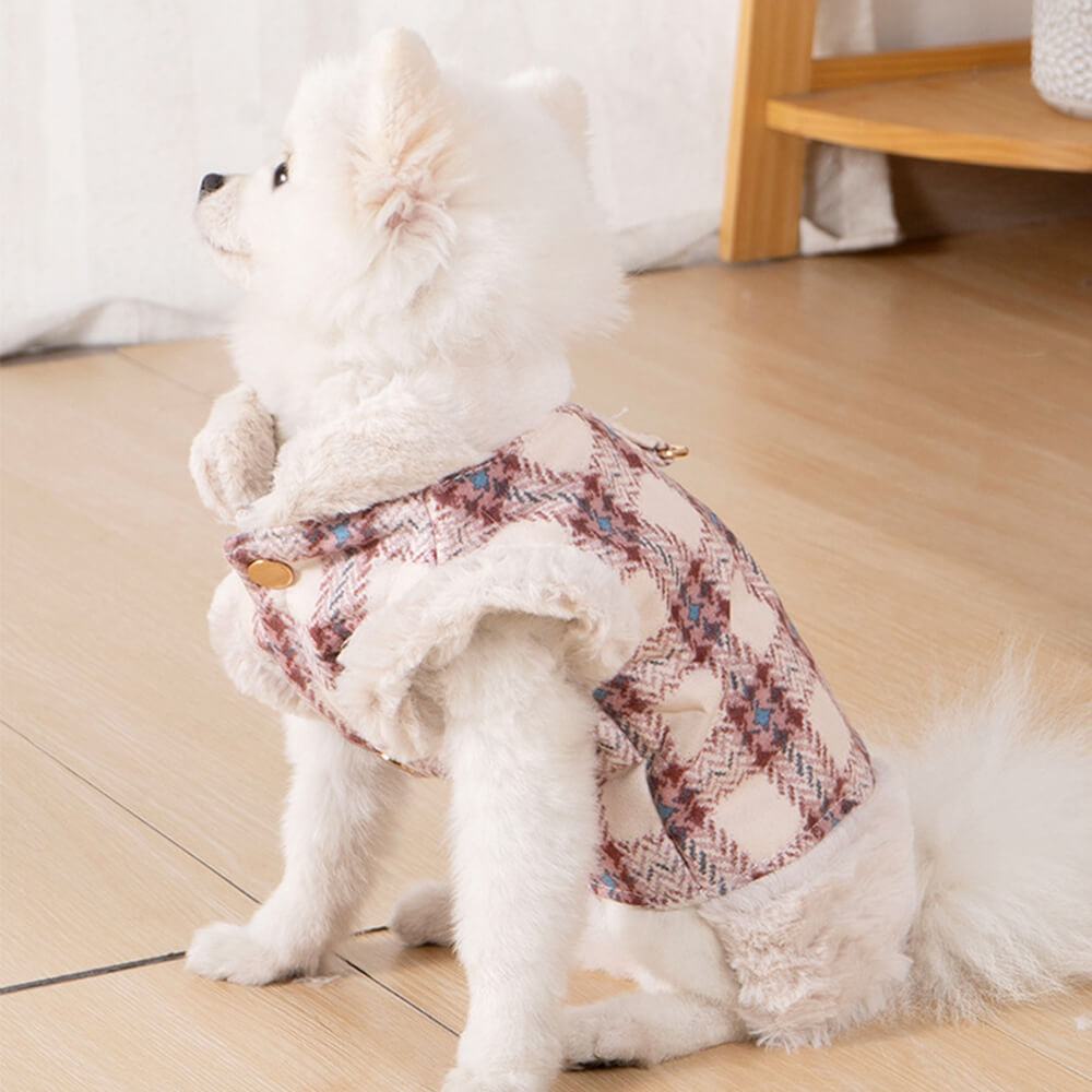 Chaqueta para perros de lana de vellón a cuadros: una chaqueta de invierno cálida y elegante
