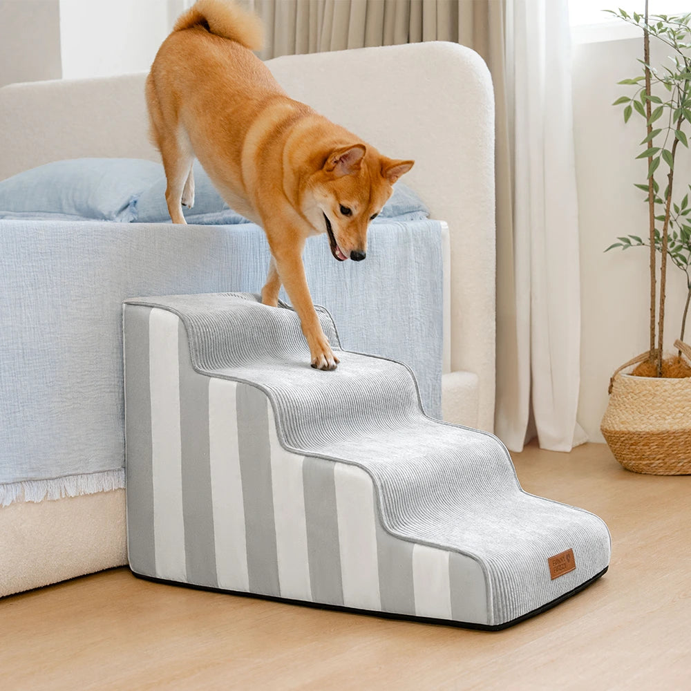 Escalera de mascotas antideslizante de esponja extraíble de rayas de moda - SafeStep