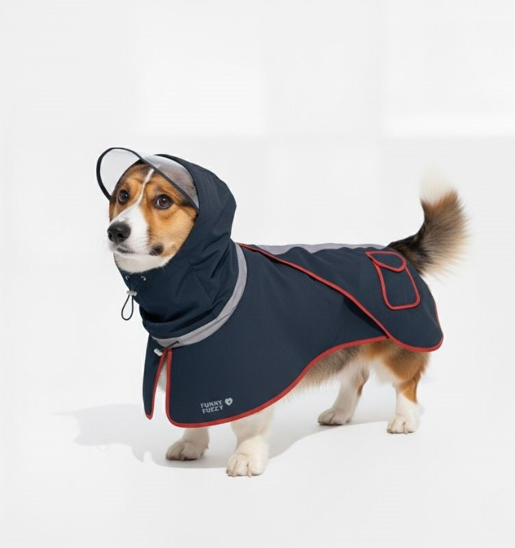 Imperméable réfléchissant réglable avec poche pour chien, imperméable assorti pour rester au sec
