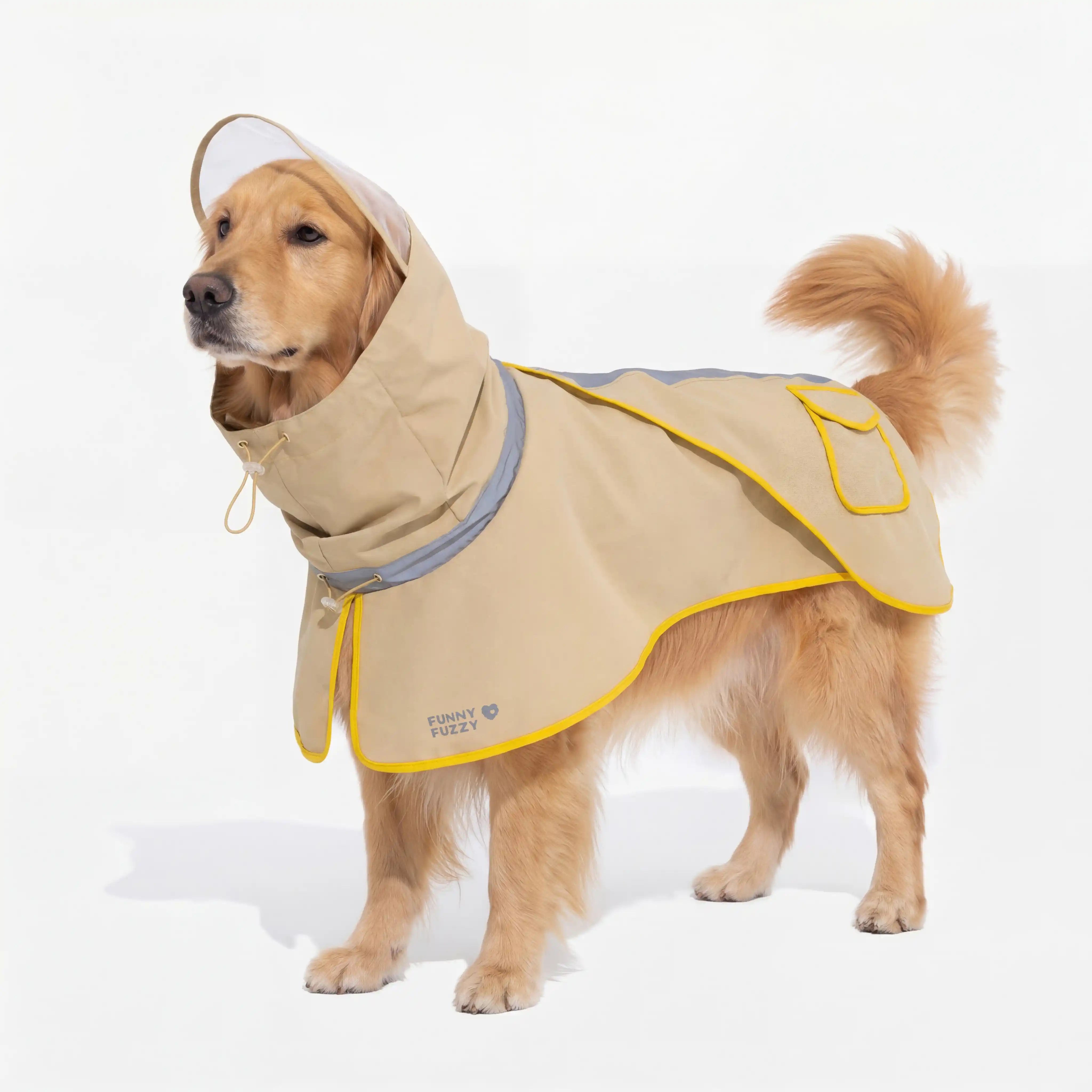 Imperméable réfléchissant réglable avec poche pour chien, imperméable assorti pour rester au sec