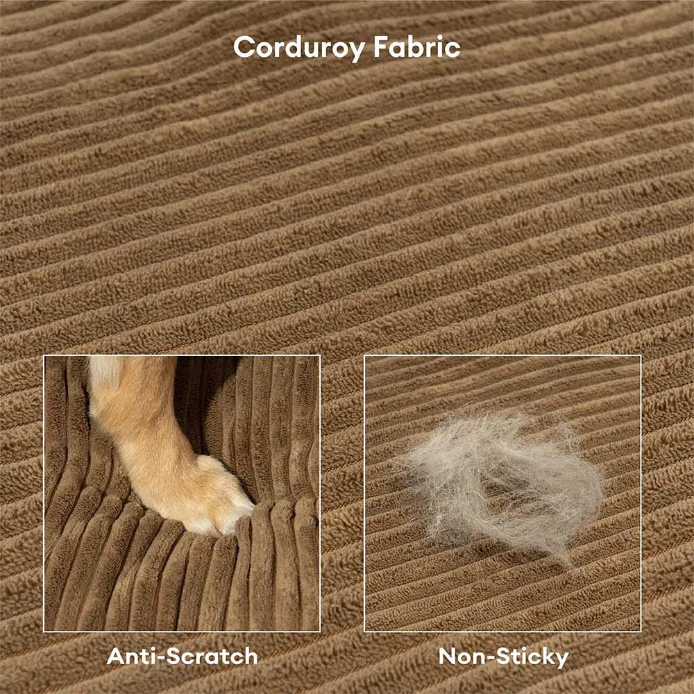 Corduroy Anti-Scratch Removable Orthopedic Dog Bed with Pillow - ComfySofa