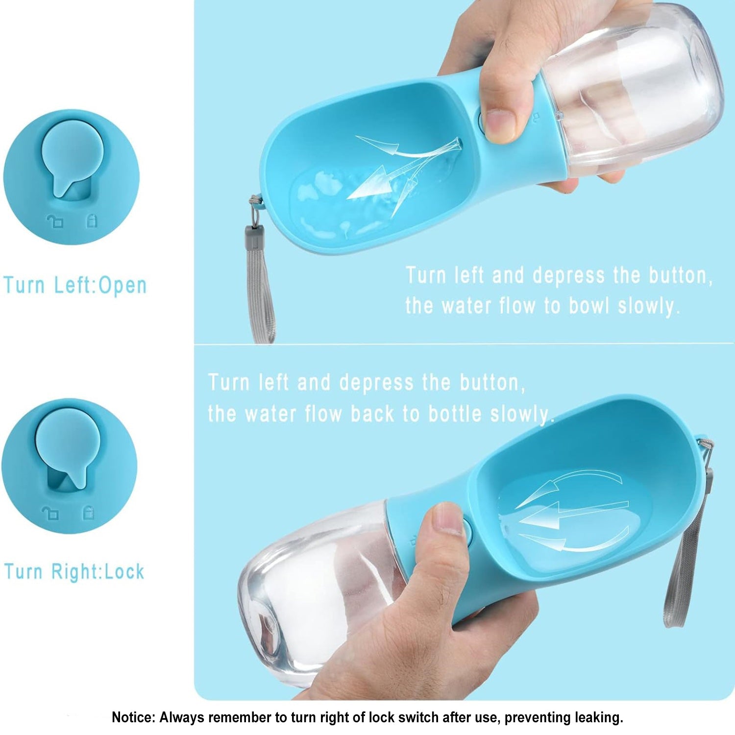 Bouteille d'eau portable multifonctionnelle 3 en 1 pour promener un chien