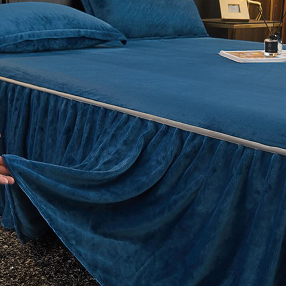 Sólido <tc>Color</tc> Funda protectora de colchón de terciopelo suave y cálido con forma de leche para cama
