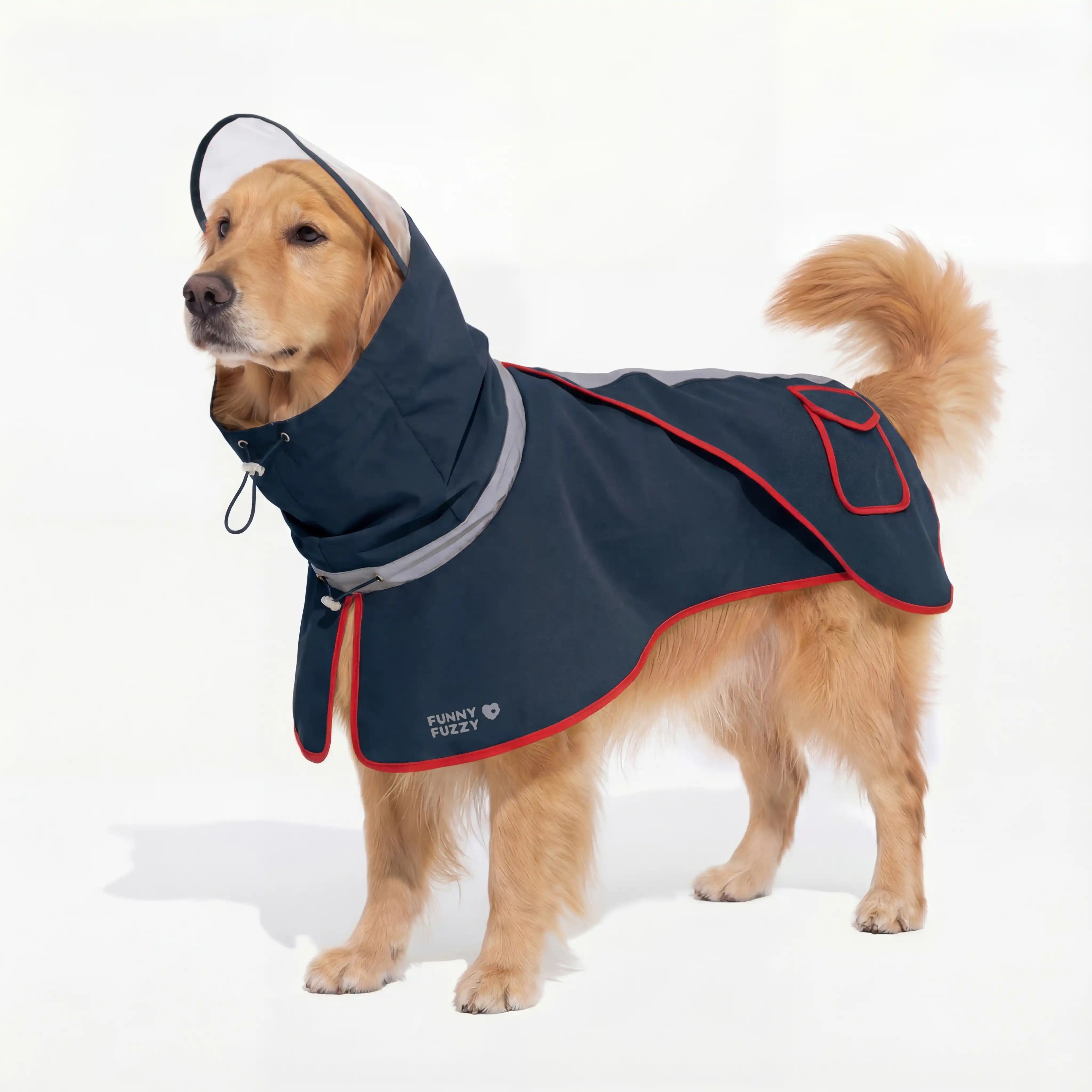 Imperméable réfléchissant réglable avec poche pour chien, imperméable assorti pour rester au sec