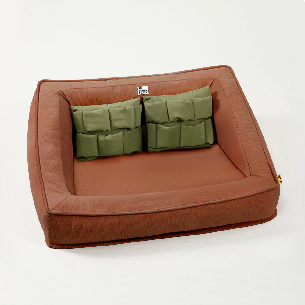 Komfort-Sofabett für Hunde mit orthopädischer Unterstützung und Kissen