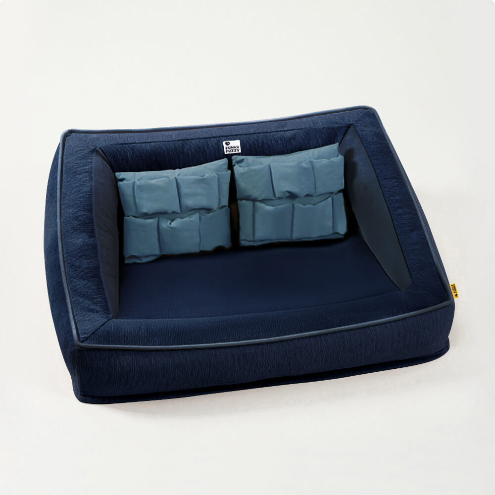 Komfort-Sofabett für Hunde mit orthopädischer Unterstützung und Kissen