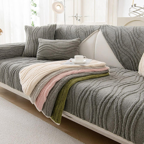 Elegante coperchio di peluche a trama grigia senza slip