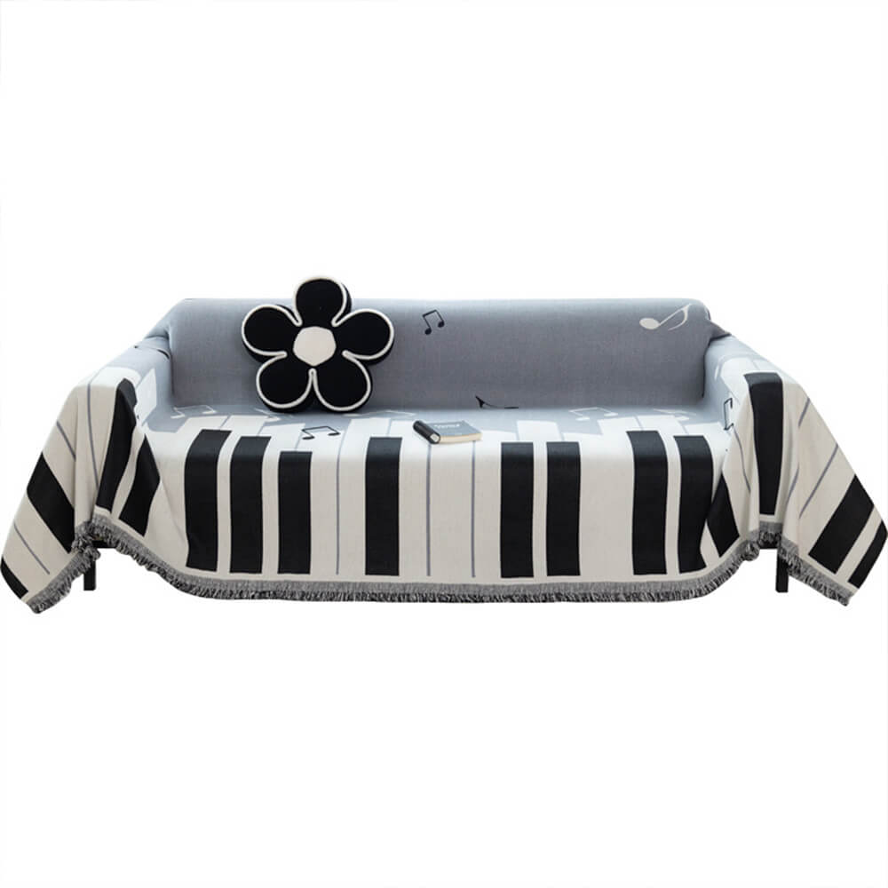 Funny Piano Chenille Fabric Sofa Decoration Throw Couch Cover