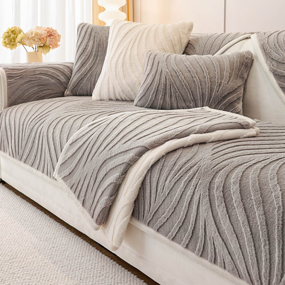 Copertina di divani non slip plush-slip con testure d'onda