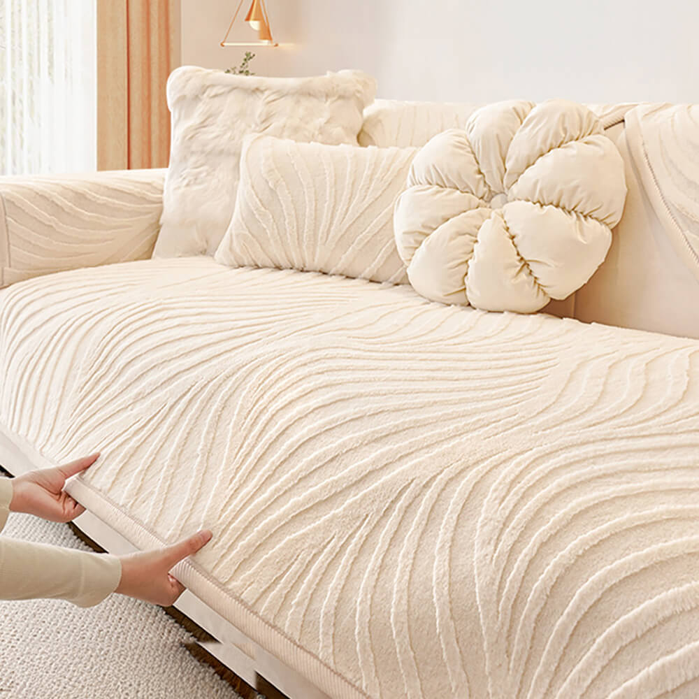 Copertina di divani non slip plush-slip con testure d'onda