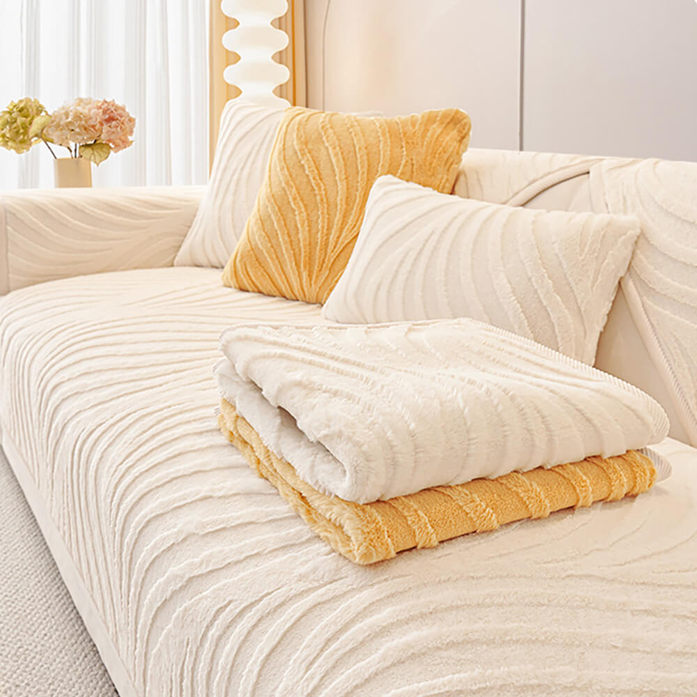 Copertina di divani non slip plush-slip con testure d'onda