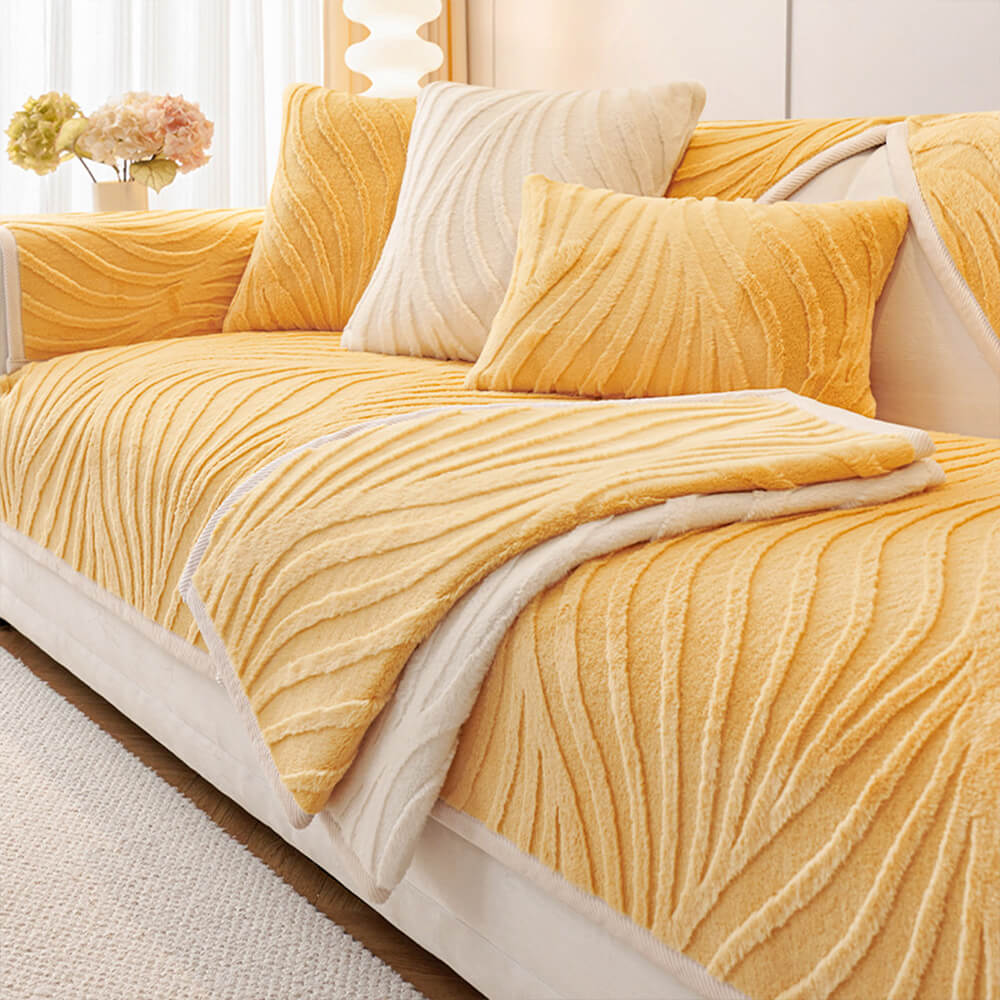 Copertina di divani non slip plush-slip con testure d'onda