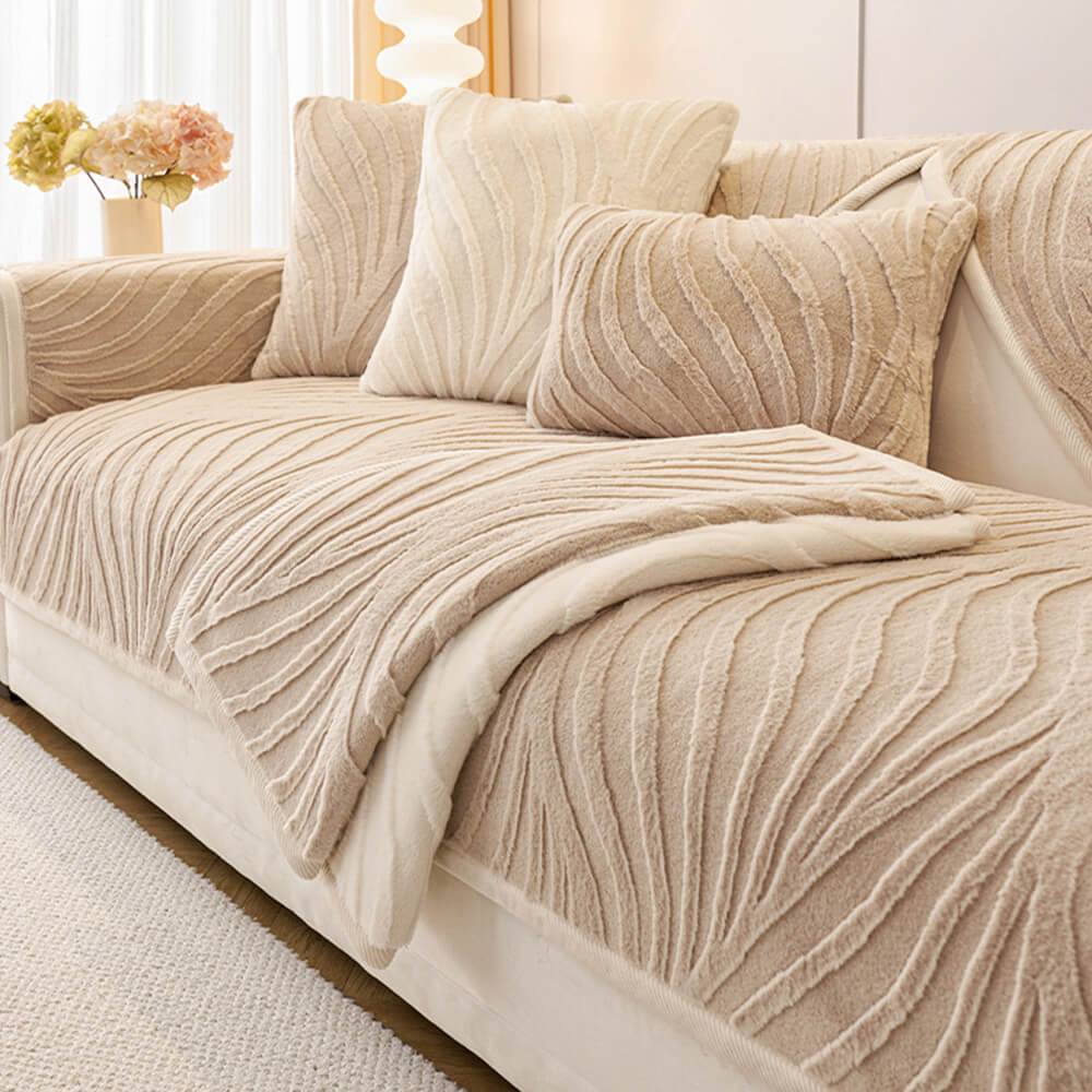 Copertina di divani non slip plush-slip con testure d'onda