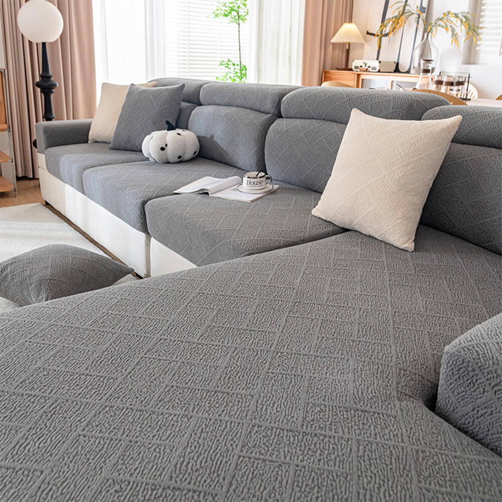 Diamond Jacquard Plush Full-Cover Sletching Cover