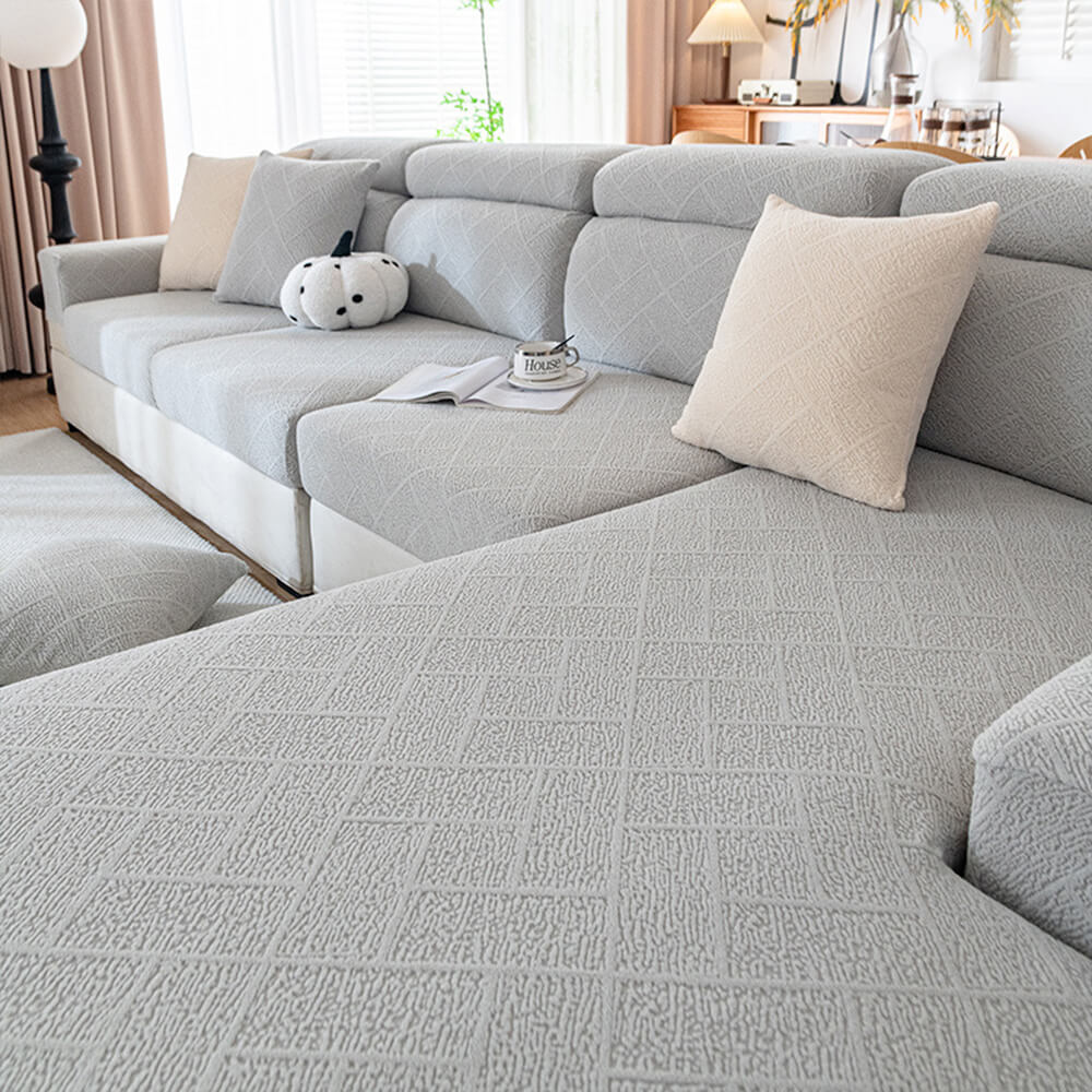 Diamond Jacquard Plush Full-Cover Sletching Cover