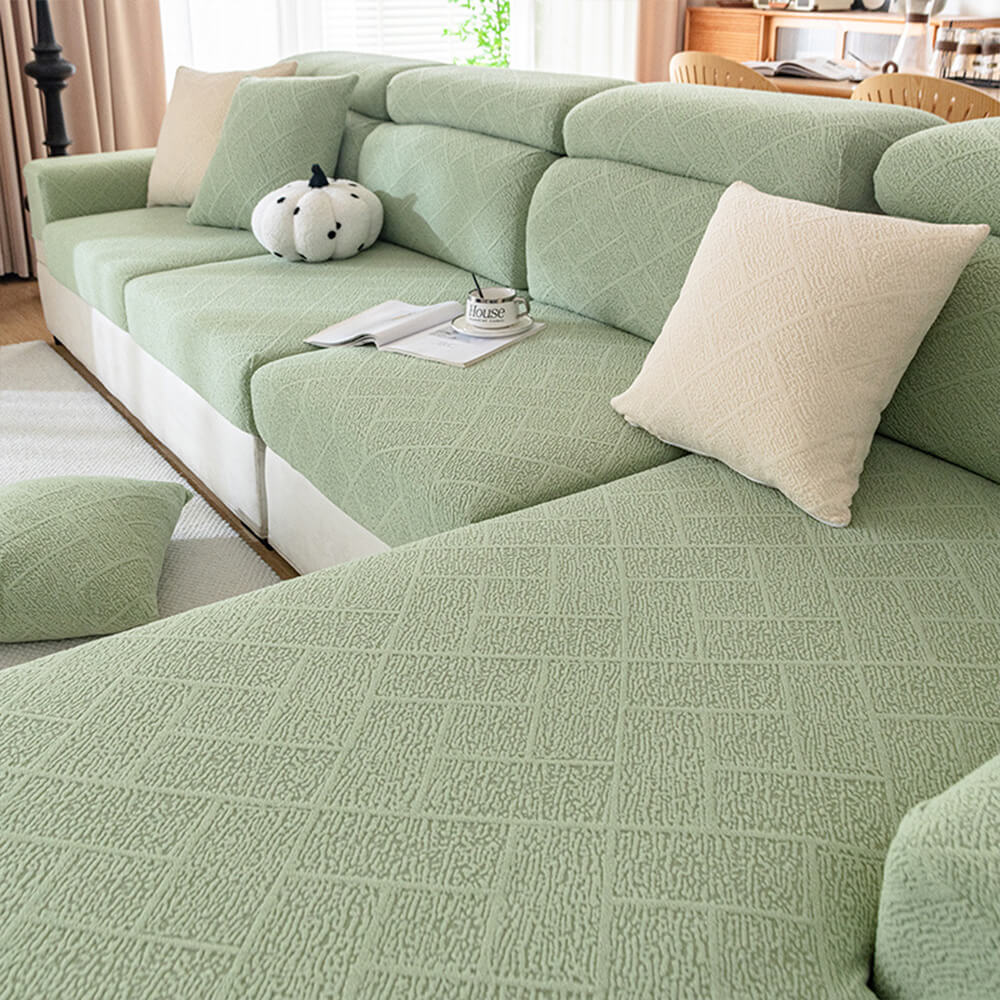 Diamond Jacquard Plush Full-Cover Sletching Cover