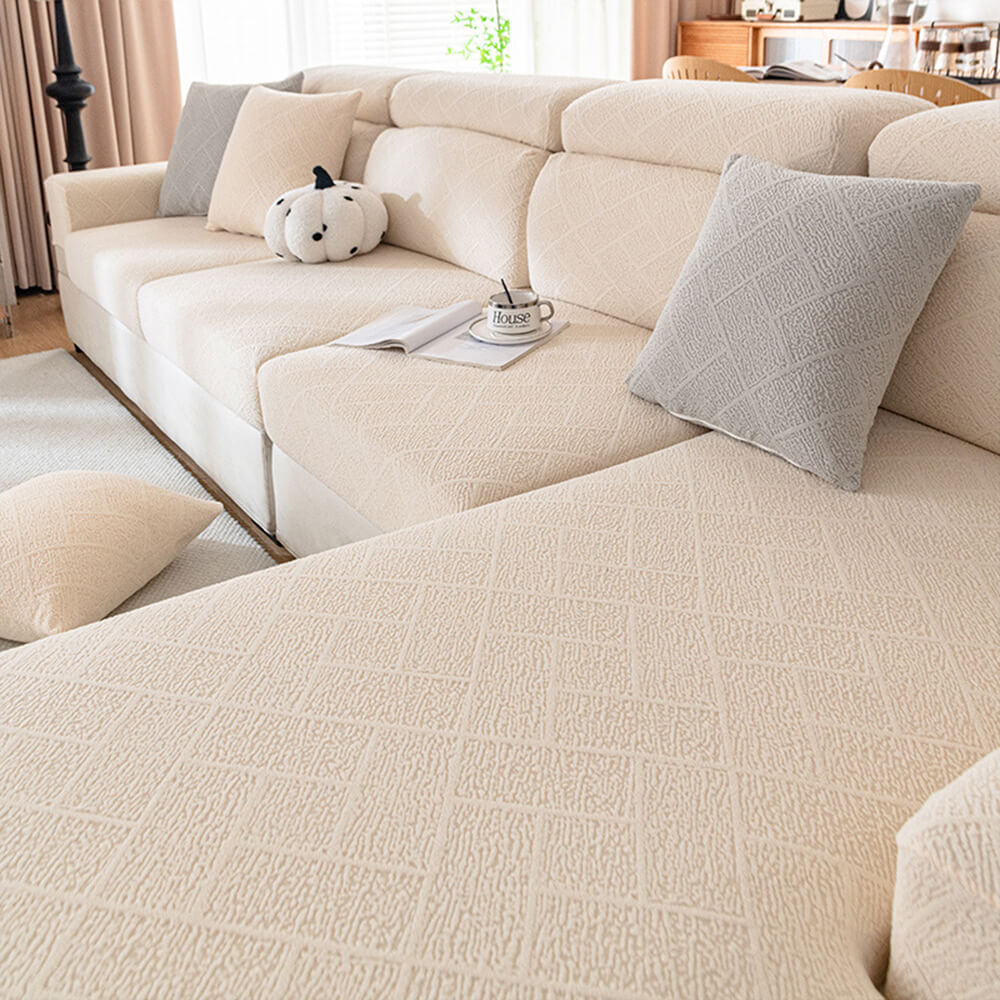 Diamond Jacquard Plush Full-Cover Sletching Cover