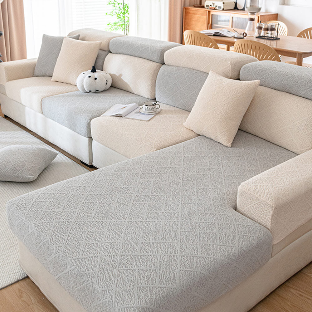 Diamond Jacquard Plush Full-Cover Sletching Cover
