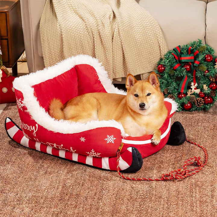 Letto per cani accogliente lussuoso festivo - Slitta di Natale
