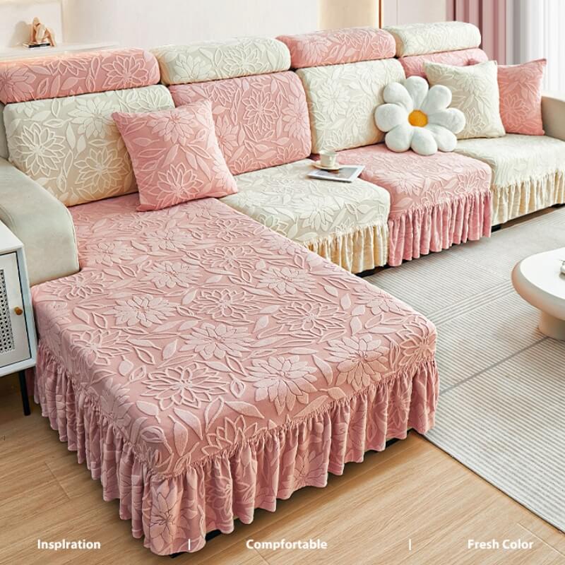 Full Wrap Flower Cozy Velvet Sofa Protector Couch Cover FUNNYFUZZY