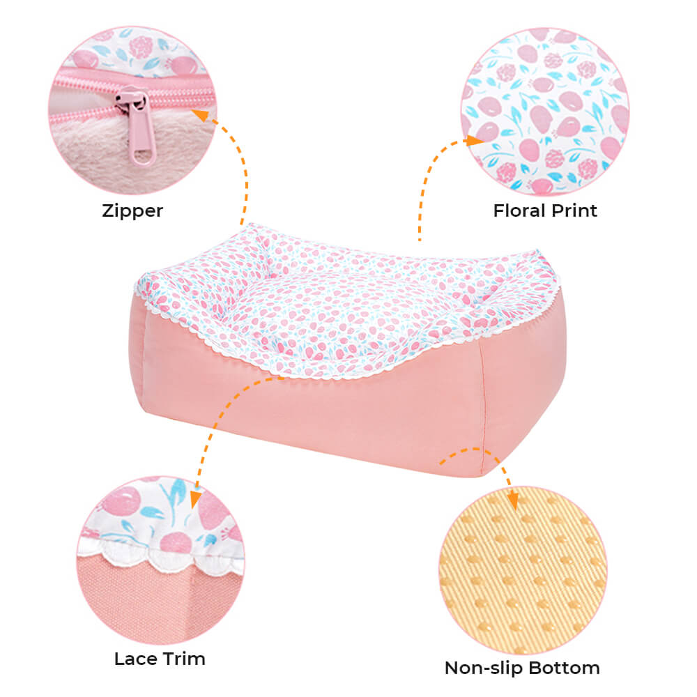 All-Season Cozy Washable Floral Cotton Dog & Cat Bed