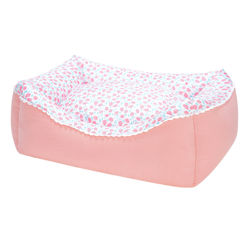 All-Season Cozy Washable Floral Cotton Dog & Cat Bed