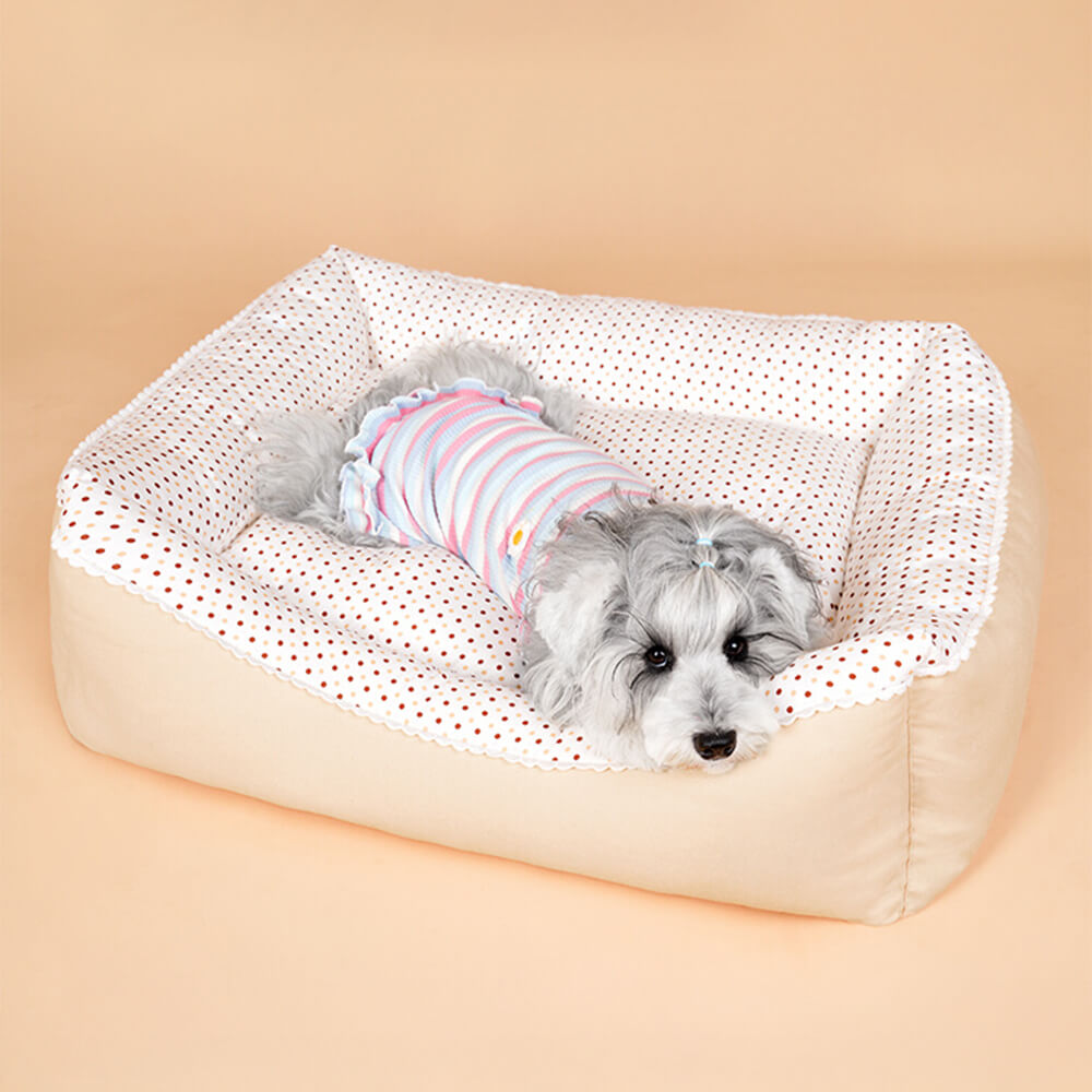 All-Season Cozy Washable Floral Cotton Dog & Cat Bed
