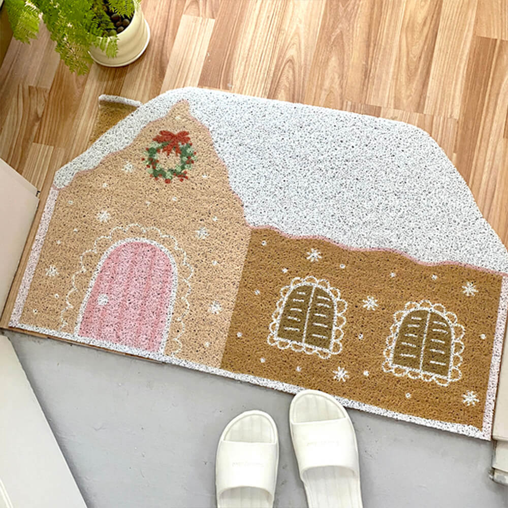 Tapis de maison décoratif antidérapant multifonctionnel durable de maison de pain d'épice de Noël