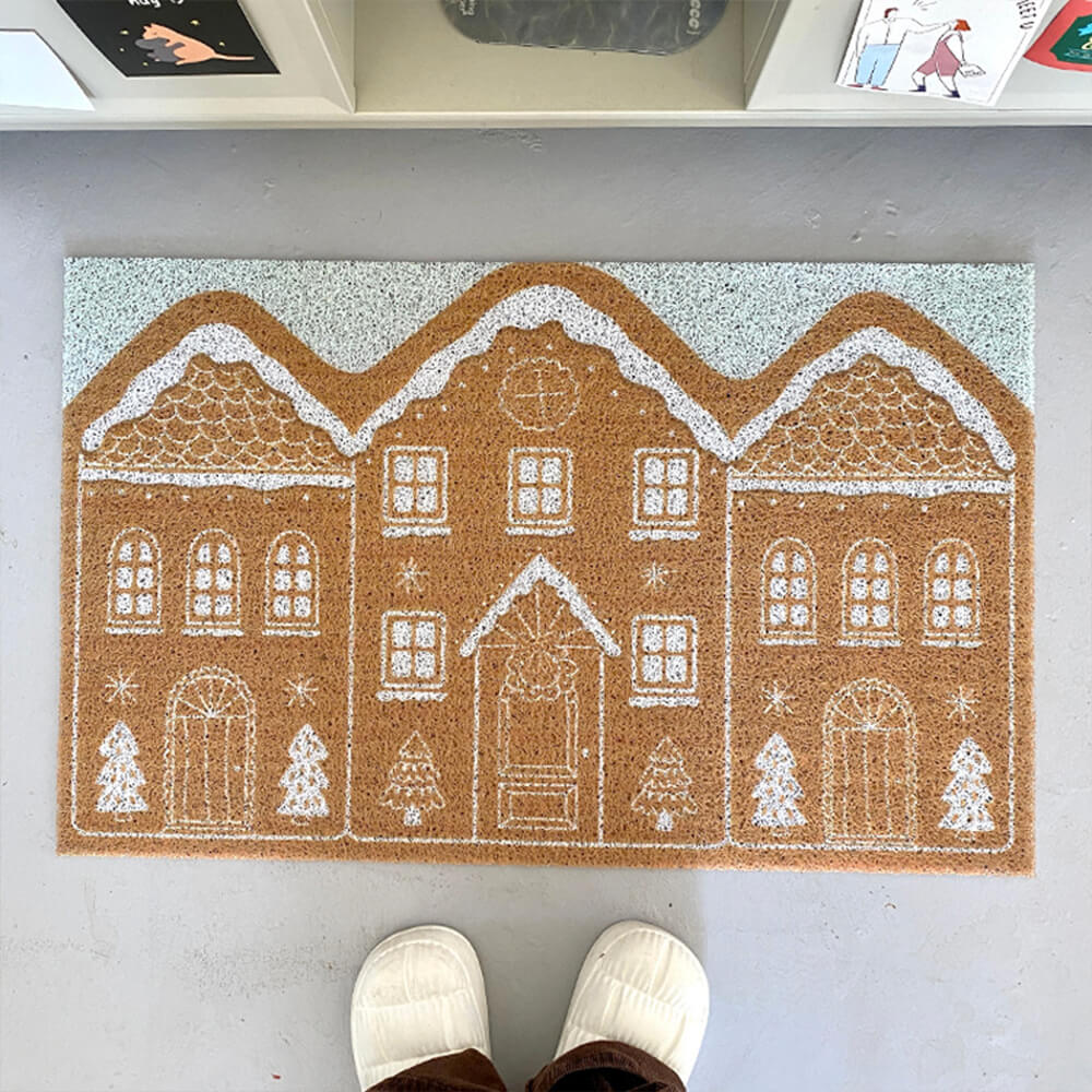 Tapis de maison décoratif antidérapant multifonctionnel durable de maison de pain d'épice de Noël
