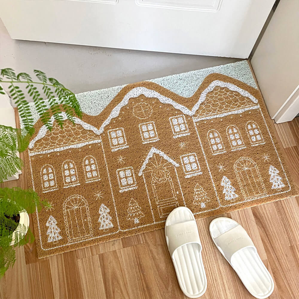 Tapis de maison décoratif antidérapant multifonctionnel durable de maison de pain d'épice de Noël