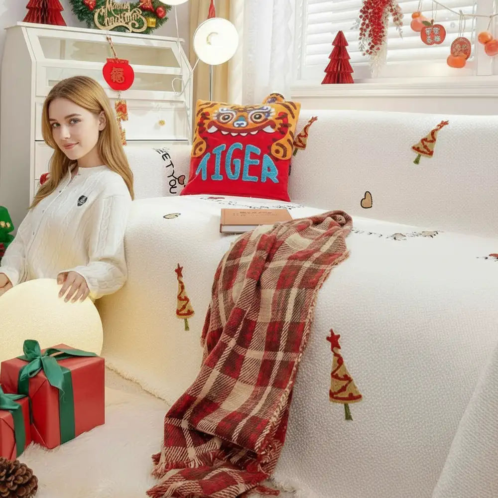 Christmas Tree Chic Thick Plush Sofa Blanket Couch Cover