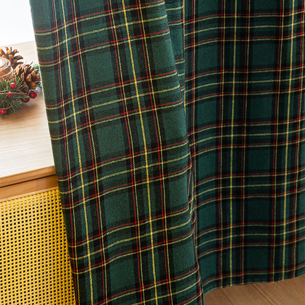 Cortinas de semi-blackout decorativas clásicas de navidad a cuadros clásicos
