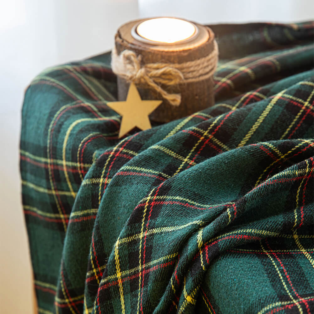 Cortinas de semi-blackout decorativas clásicas de navidad a cuadros clásicos