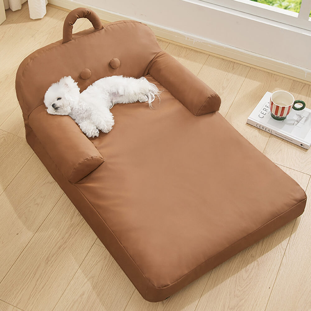 Durable PU Leather Waterproof Scratch-Resistant Large Dog Bed
