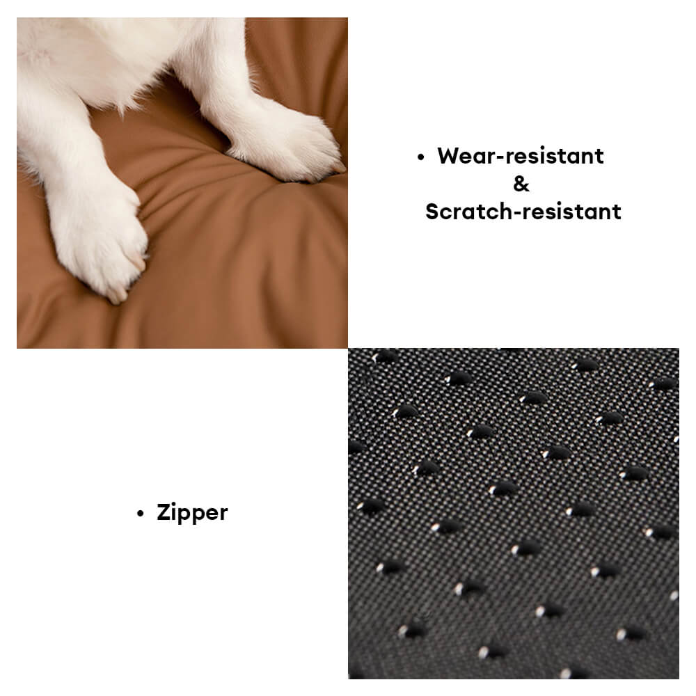 Durable PU Leather Waterproof Scratch-Resistant Large Dog Bed