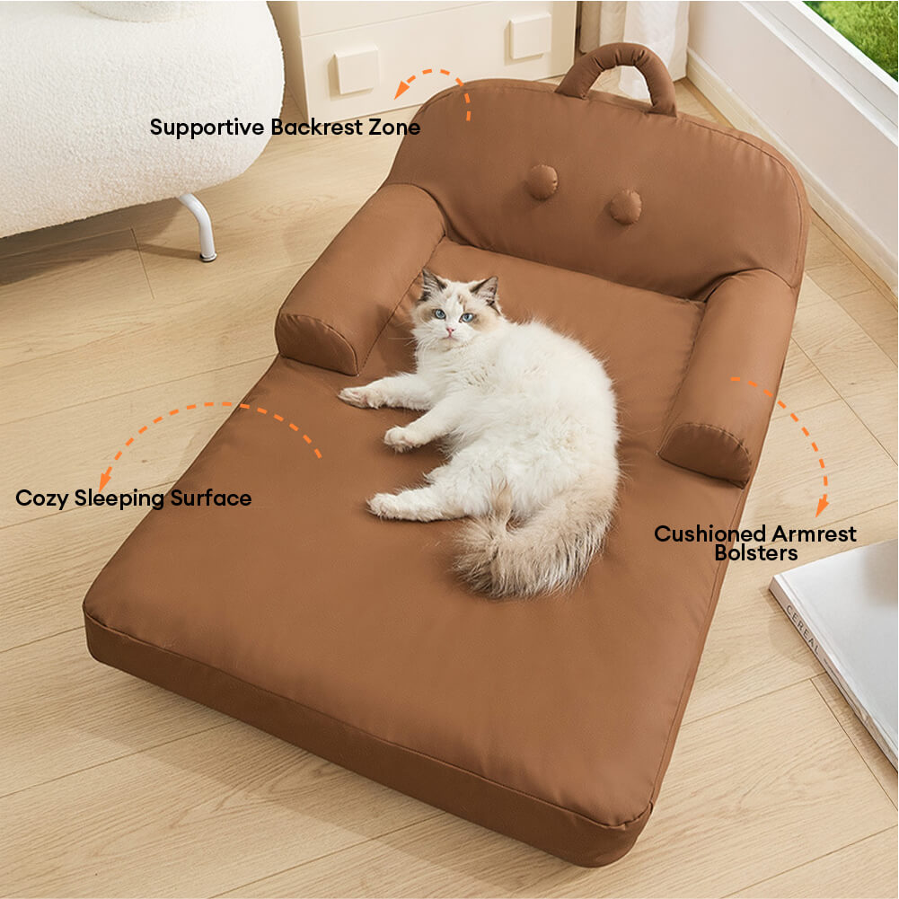 Durable PU Leather Waterproof Scratch-Resistant Large Dog Bed