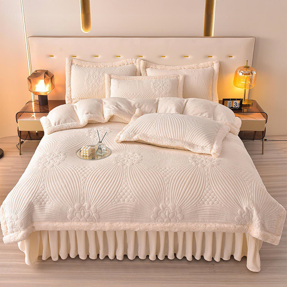 Flanal acolchado acolchado acolchado lecho de lana de leche set