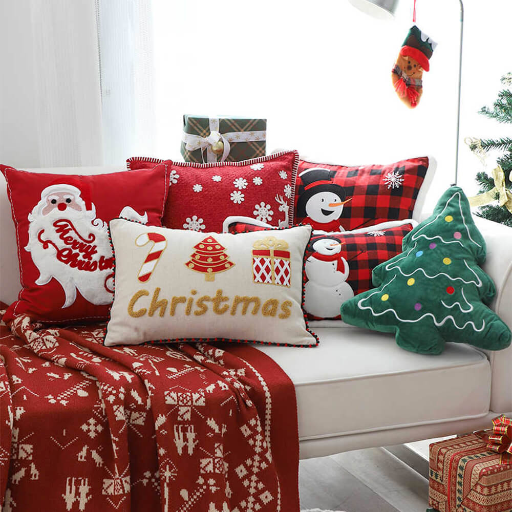 Oreiller décoratif lombaire pour canapé et maison, joyeux noël, vacances