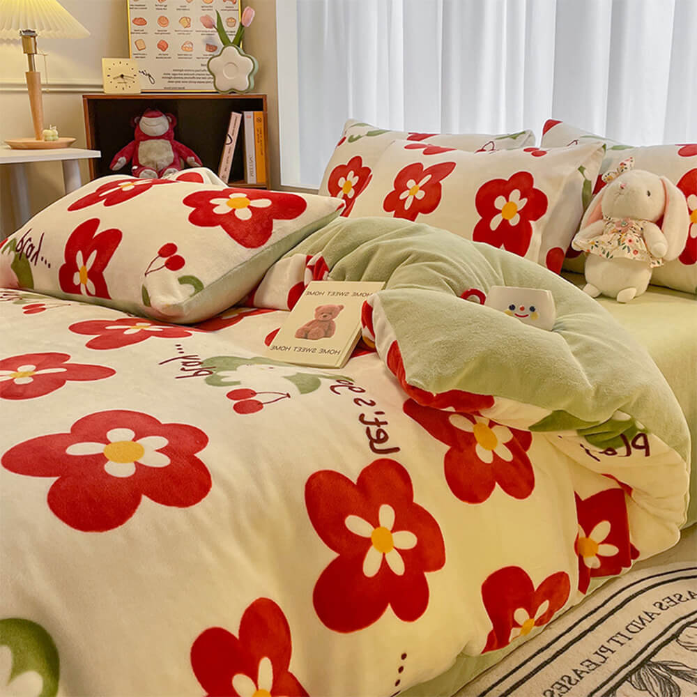 Fashion Floral Stampa latte in velluto Comfort Anti-static Shet