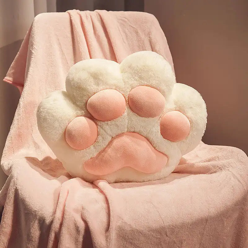 Almohada multifuncional con forma de pata de gato & Juego de mantas de felpa cortas y suaves