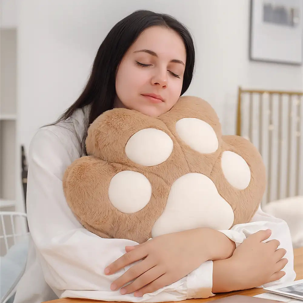 Almohada multifuncional con forma de pata de gato & Juego de mantas de felpa cortas y suaves