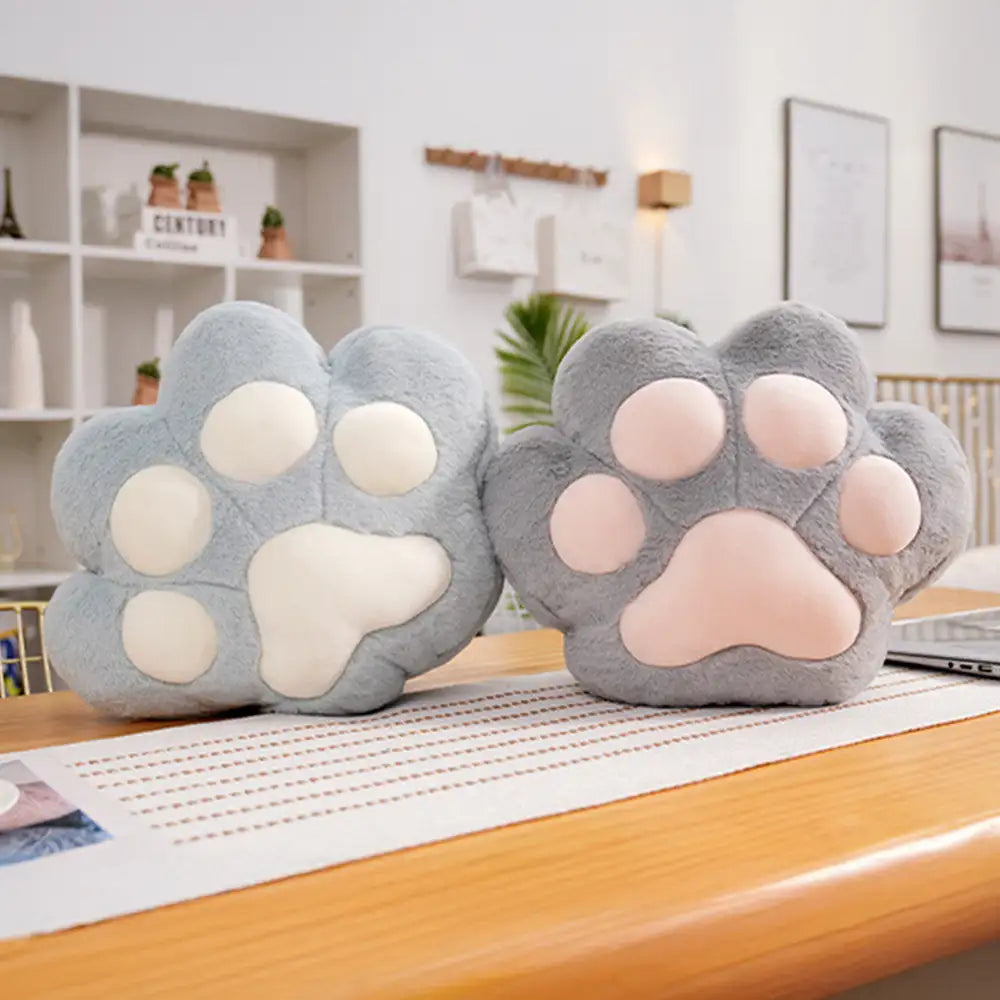 Almohada multifuncional con forma de pata de gato & Juego de mantas de felpa cortas y suaves