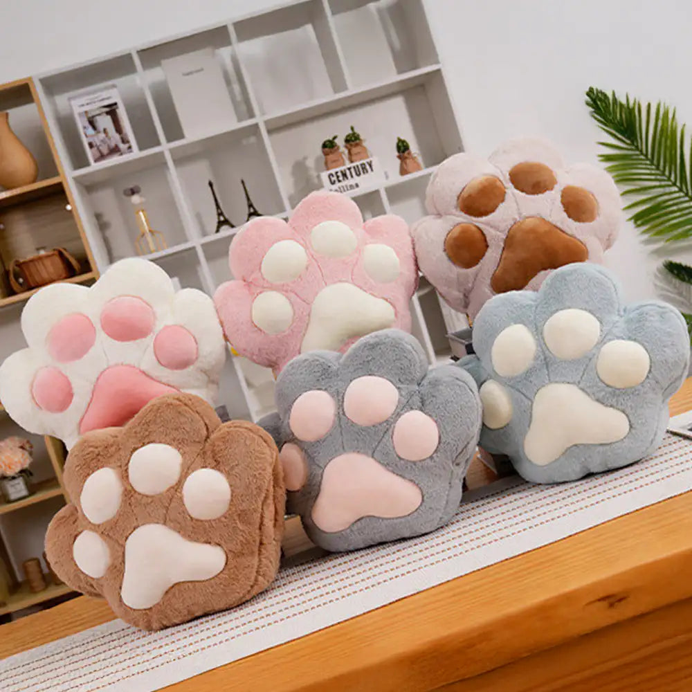 Almohada multifuncional con forma de pata de gato & Juego de mantas de felpa cortas y suaves